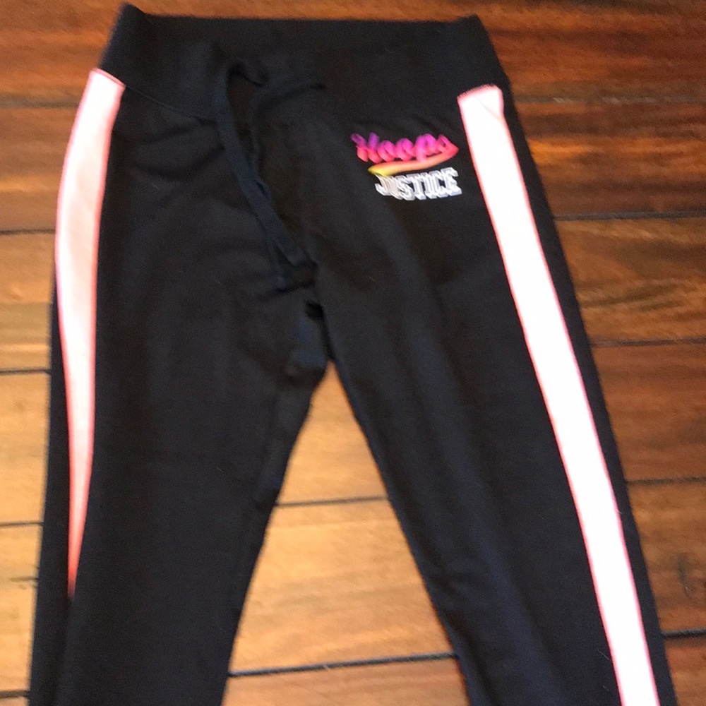 Justice black and pink joggers.